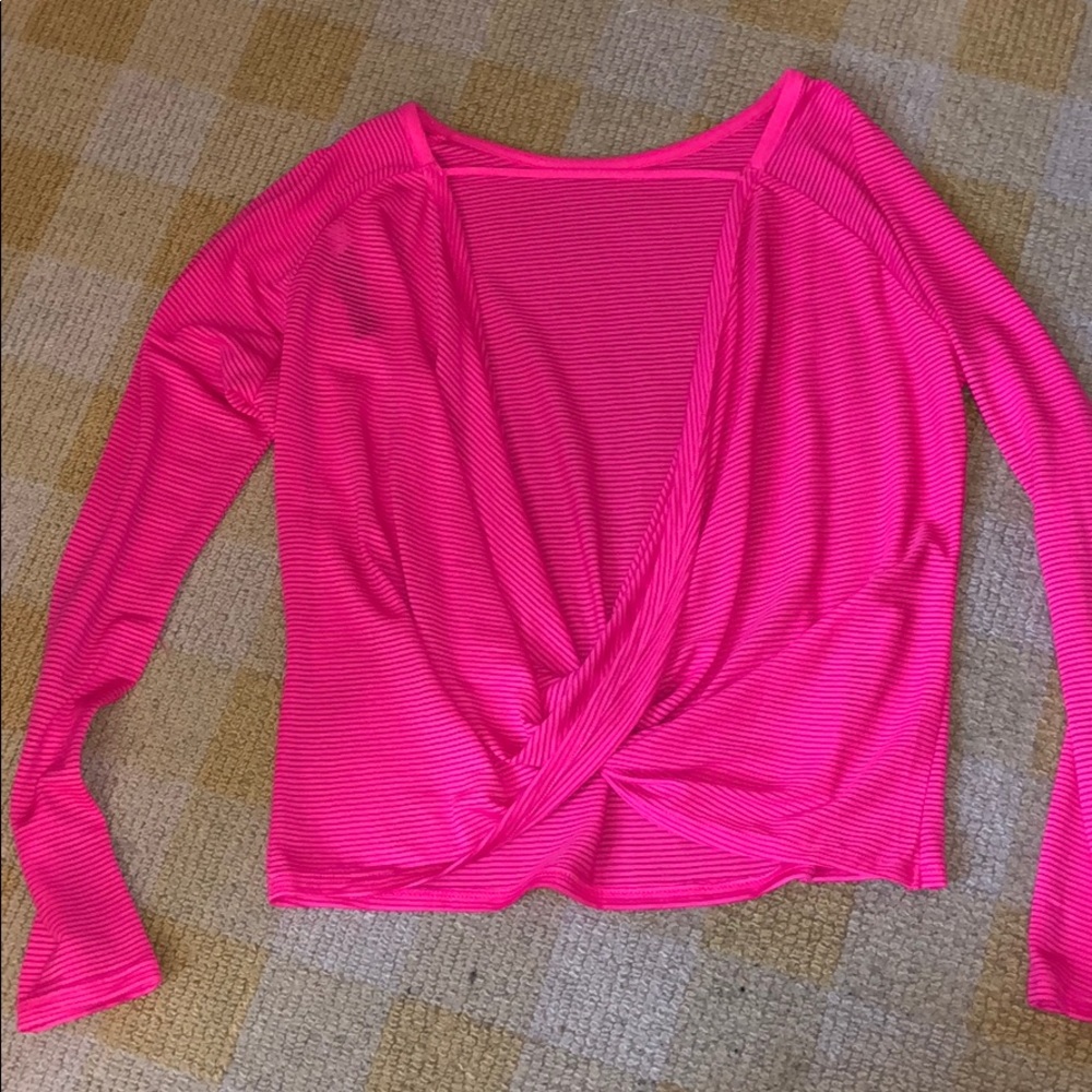 Pink long sleeve shirt with open back